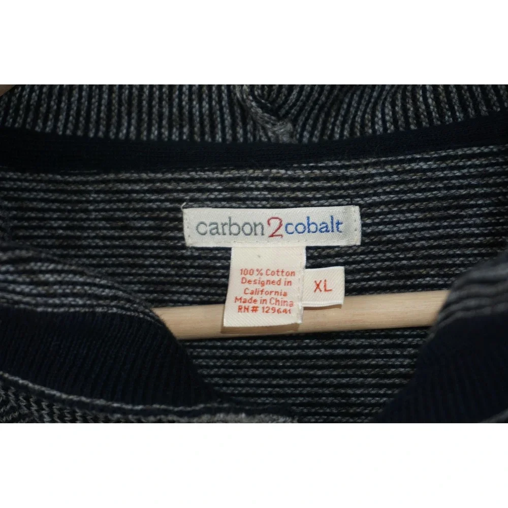 Carbon2cobalt Sweater‎ Gray Cotton Hooded Button Cardigan Knit Casual Men's XL